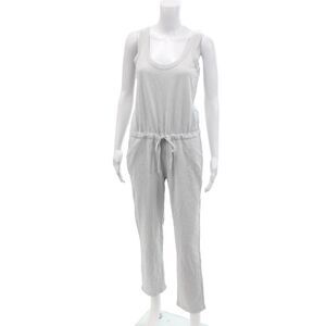 Leallo Womens Solid Scoop Neck Sleeveless Jumpsuit Gray Size XS